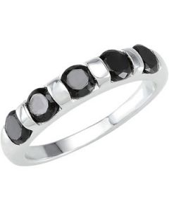Stackable Fashion Ring With Black Cz Sterling Silver  Size 09.00 Stackable Fashion Ring With Cz