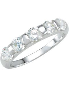 Stackable Fashion Ring 4Mm W/Round Clear Cz Sterling Silver  Size 8