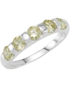 Stackable Fashion Ring 4Mm With Round Peridot Cz Sterling Silver  Size 9