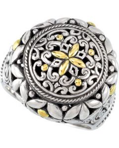Sterling Silver Fashion Ring W/18Ky Accents Sterling Silver & 18K Yellow Gold Ring Sterling Silver Fashion Ring W/18Ky Accents
