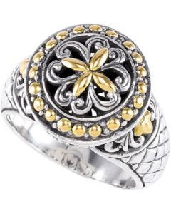 Sterling Silver Fashion Ring With 18Ky Accents Sterling Silver & 18K Yellow Gold Ring Sterling Silver Fashion Ring W/18Ky Accents
