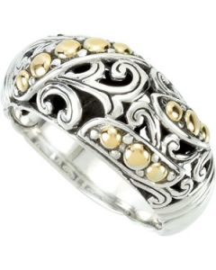 Fashion Ring With 18Ky Accents Sterling Silver & 18K Yellow Gold Size 7 Fashion Ring