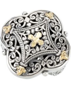 Fashion Ring With 18Kt Accents Sterling Silver & 18K Yellow Gold Size 07.00 Fashion Ring With 18Kt Accents