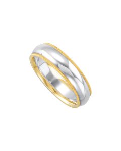 Sterling Silver & 14kt Yellow 6mm Comfort-Fit Band Size 10