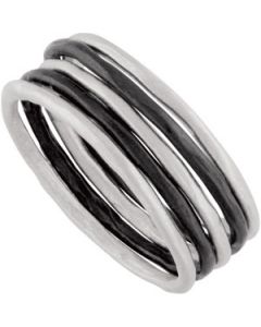 Set Of 5 Stackable Rings With Black Rhodium Plat Sterling Silver  Size 09.00 Set Of 5 Stackable Rings With Black Rhodium Plat