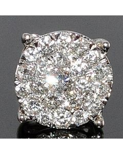 Single Diamond Stud Earring Men's 14K Gold Round 1.5ct look 0.25ctw Screw bk 7mm