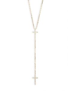 Midwest Jewellery 14K Yellow Gold Cross With Diamond Pendant and Necklace Set For Her 18 Inch 