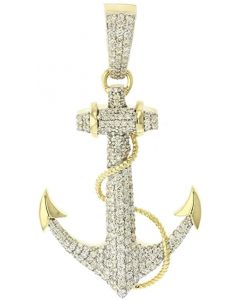 10K Yellow Gold Anchor Sign Pendant With Diamonds 2.71 CTW