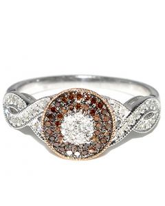 Diamond Engagement Ring Rose and White Gold 0.25ct 10K 9mm Halo pave set new