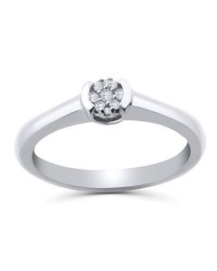 14K White Gold Promise Ring Diamond Engagement Ring For Her 1/10ctw 