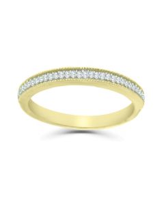 10K Gold Wedding Band Anniversary Ring for Her 0.08ctw Diamonds Womens Stackable Ring