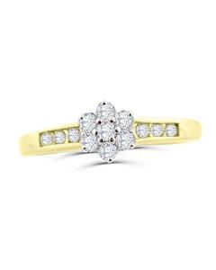 14K Gold Engagement Ring Round Cluster Diamonds 1/4ctw Diamonds Promise Gift Ring