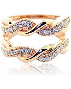 10K Rose Gold Ring Jacket Ring Guard for Engagement Ring 0.33ct Diamond Infinity Style