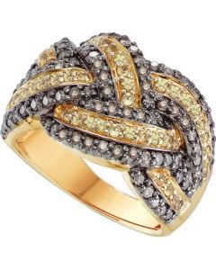 Wedding Ring Sets 1.62CTW COGNAC DIAMOND LADIES FASHION BAND 14KT Yellow Gold
