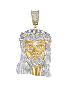 10kt Yellow Gold Mens Diamond Jesus Christ Messiah Charm Pendant 2-1/2 Cttw 
