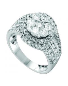 2ctw Diamond Flower Set Bridal Ring 14K White Gold