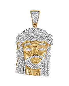 10kt Yellow Gold Mens Diamond Jesus Christ Messiah Charm Pendant 1.00 Cttw 
