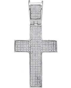 10kt White Gold Mens Diamond Symmetrical Christian Cross Charm Pendant 1.00 Cttw