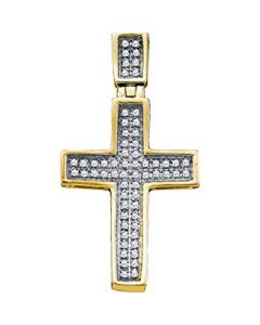 10kt Yellow Gold Mens Diamond Small Christian Cross Charm Pendant 1/6 Cttw 