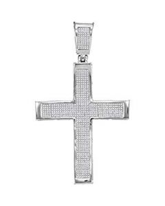 10kt White Gold Mens Diamond Roman Cross Charm Pendant 1-3/8 Cttw 