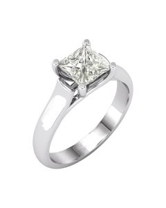 14kt White 6x6mm Square Created Moissanite Ring