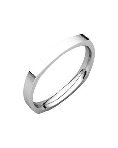 14kt White 2.5mm Square Comfort Fit Band