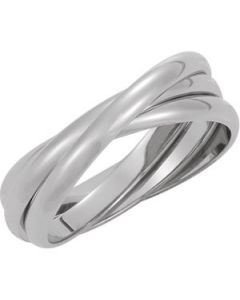 3-Band Rolling Ring 14K White Gold Size 10.00