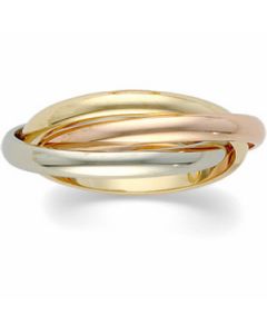 Tri Color 3-Band Rolling Ring 14K Yellow/White/Rose Gold Size 10.00