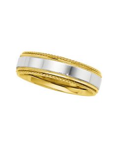 Two Tone Design Band 14K White/Yellow Gold Size 12.00