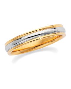 Two Tone Design Band 18K Yellow & Platinum Gold Size 11