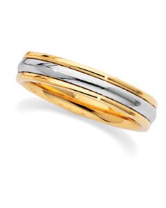 Two Tone Design Band 18K Yellow & Platinum Gold Size 6