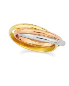 18Ky/Plat Tri Color Rolling Ring 18K Yellow Gold Size 11