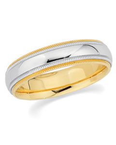Two Tone Design Milgrain Band 18K Yellow & Platinum Gold Size 12.5
