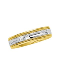 14Ky/Rhodium Plated Design Band 14K Yellow Gold Size 10.50