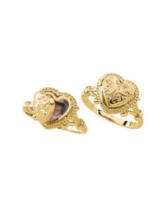 Heart Locket Ring 14K Yellow Gold 11.00X12.00 Mm