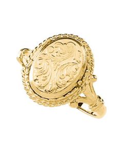 Oval Locket Ring 14K Yellow Gold 14.50X11.50 Mm