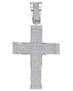 10kt White Gold Mens Diamond Roman Cross Charm Pendant 2-1/3 Cttw 