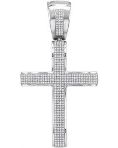 10kt White Gold Mens Diamond Roman Cross Charm Pendant 1-1/6 Cttw 