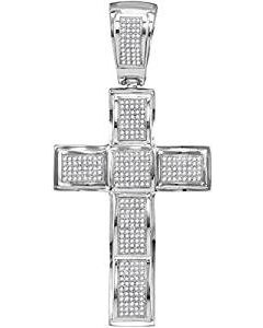 10kt White Gold Mens Diamond Roman Cross Charm Pendant 1-1/12 Cttw 