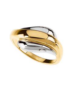 Two Tone Metal Fashion Ring 14K Yellow/White Gold Ring