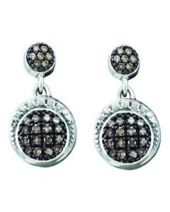 0.25CTW COGNAC DIAMOND LADIES FASHION EARRINGS AND WHITE SCREW ON