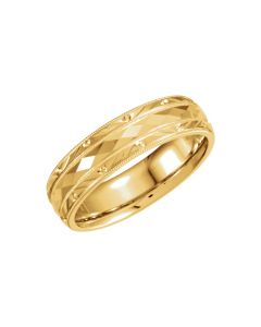 14kt Yellow 6mm Comfort Fit Design Band Size 6