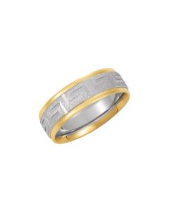 14kt Yellow & 14kt White 7mm Two-Tone Comfort Fit Design Band Size 12