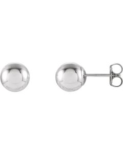14kt White 7mm Ball Earrings with Bright Finish