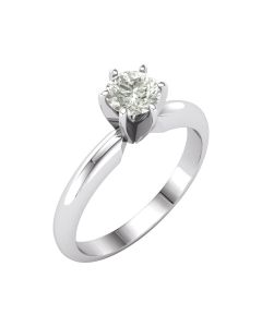14kt White 5mm Round Created Moissanite Solitaire Ring