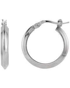 Sterling Silver 20mm Round Knife Edge Tube Style Hoop Earrings