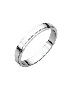14kt White 3mm Flat Edge Band