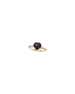 Heart-Shaped Genuine Amethyst Ring