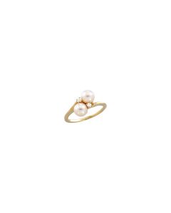 Akoya Cultured Pearl & Diamond Bypass Ring