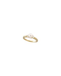 Akoya Cultured Pearl & Diamond Ring